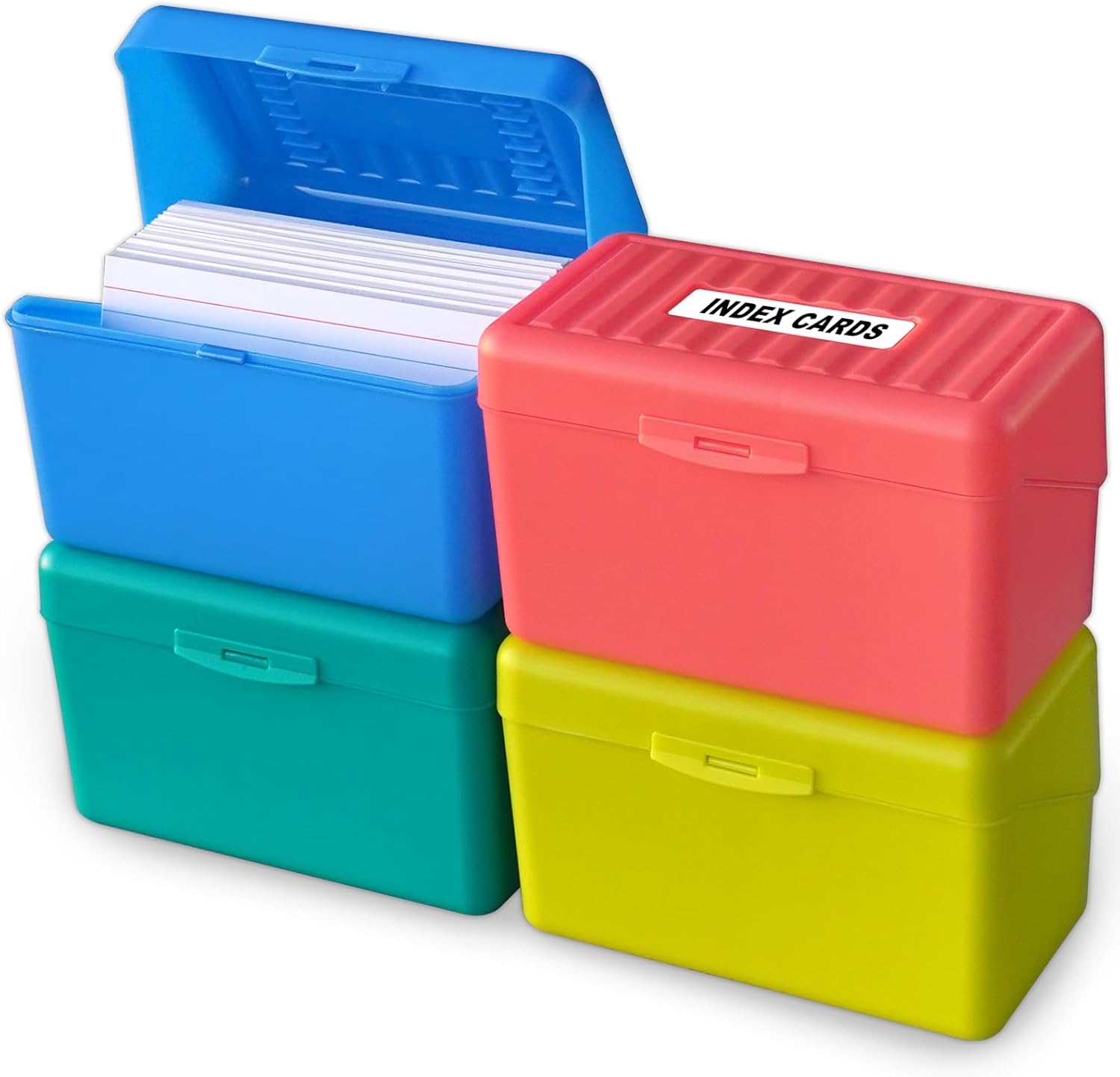 Index Card Holder - 4-Pack 3x5 Index Card Holder Box,