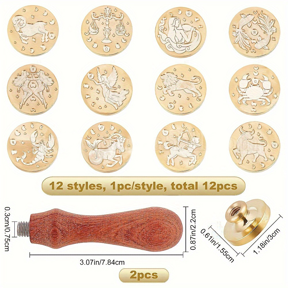 14pcs/set Zodiac Wax Seal Stam - Wax Seal Stamp Set のレビューと価格