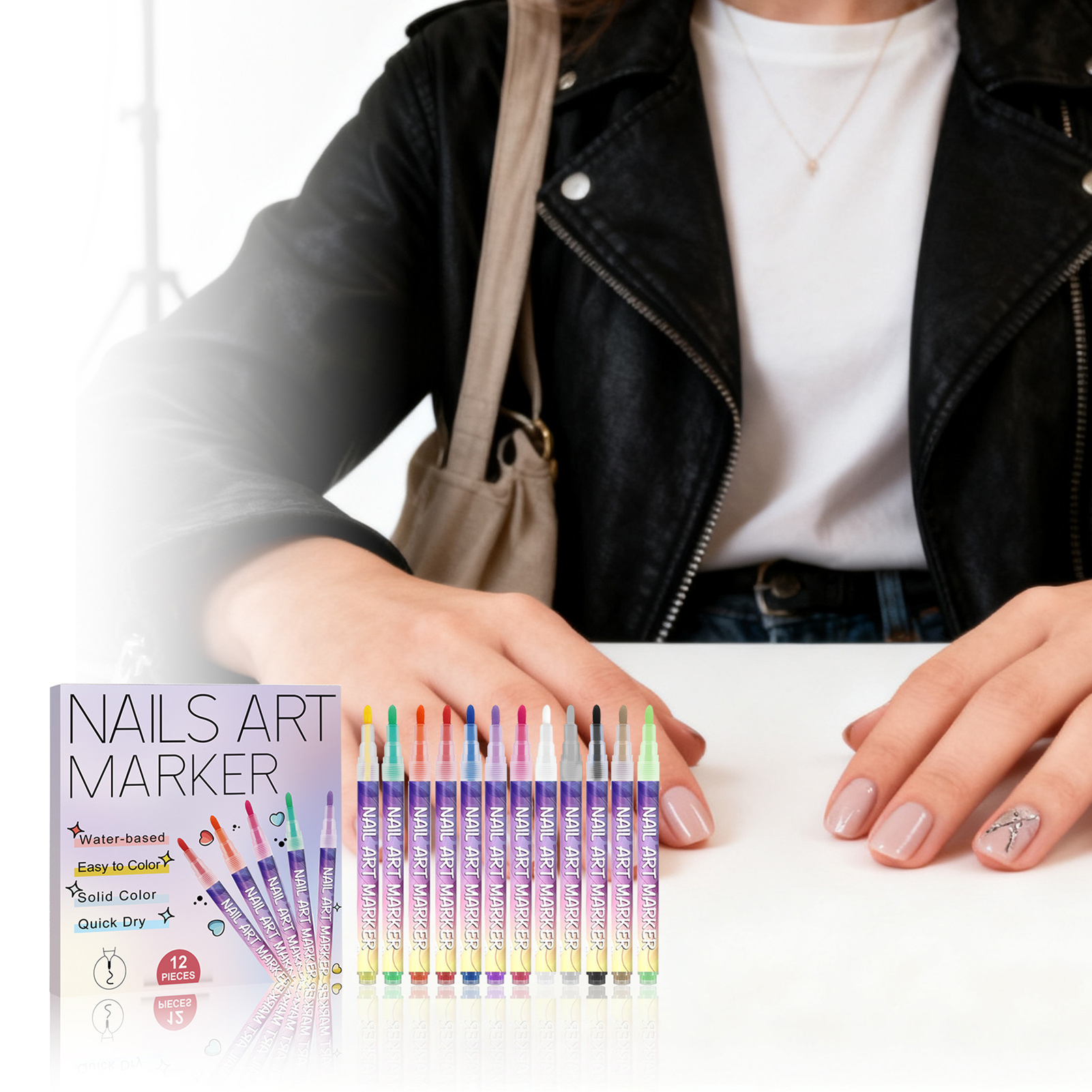12Pcs Nail Art Pens With Fine  - Correction Pen Fine のレビューと価格