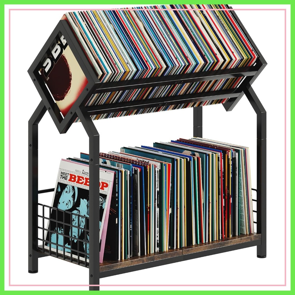 2-Tier Vinyl Record Storage Ho - Magazine Holder Rack のレビューと価格