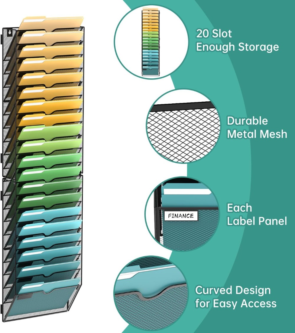 20 Tier Wall File Organizer, H - Magazine Holder Rack のレビューと価格