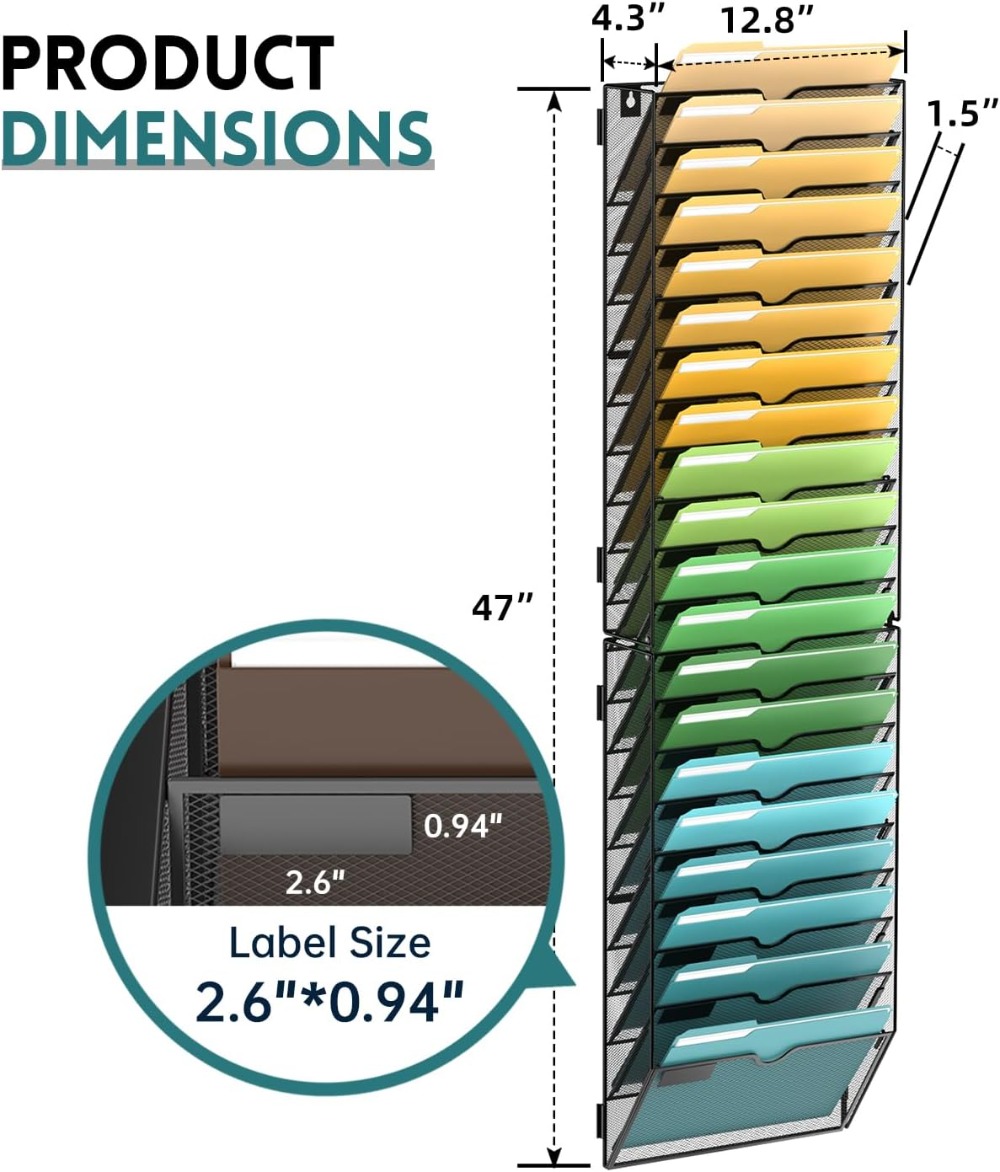 20 Tier Wall File Organizer, H - Magazine Holder Rack のレビューと価格