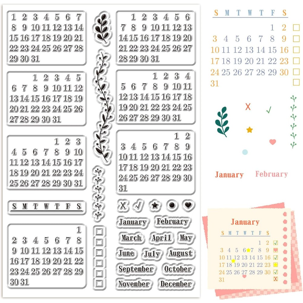Calendar Clear Stamps Sheets R - Rubber Date Stamp のレビューと価格