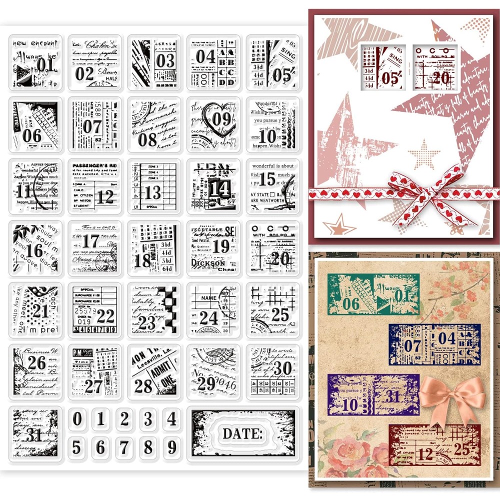 1Sheet Vintage Date Clear Stam - Rubber Date Stamp のレビューと価格