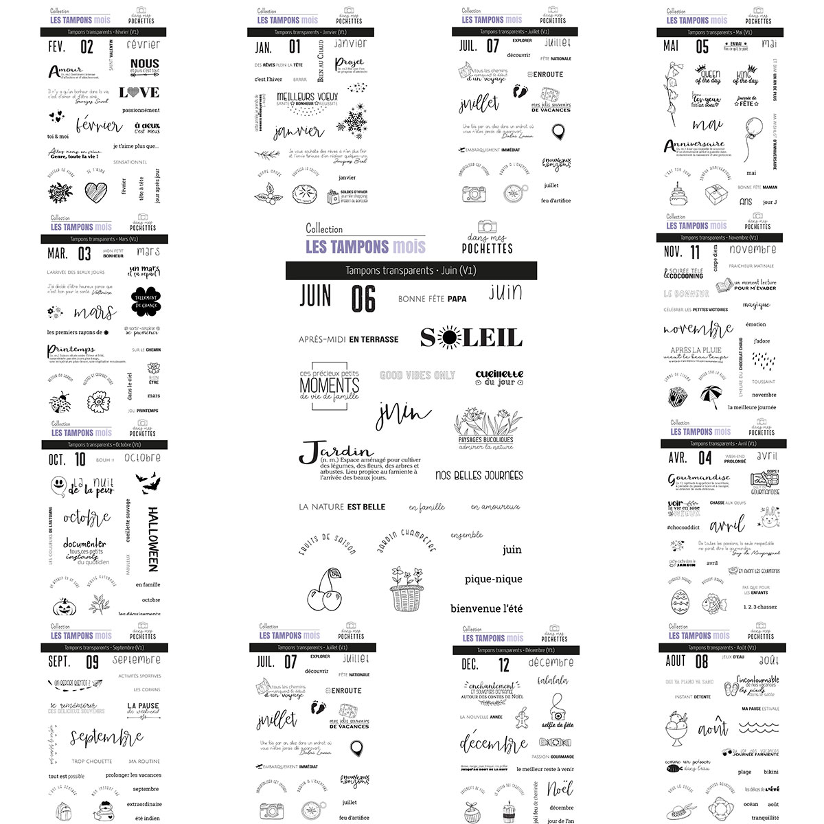 French Month Themed Clear Stam - Rubber Date Stamp のレビューと価格