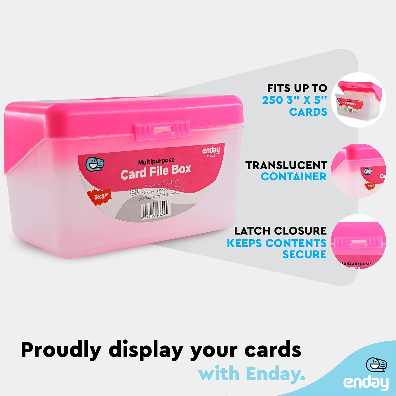 3x5 Index Card Holder Pink Pla - Index Card Holder のレビューと価格