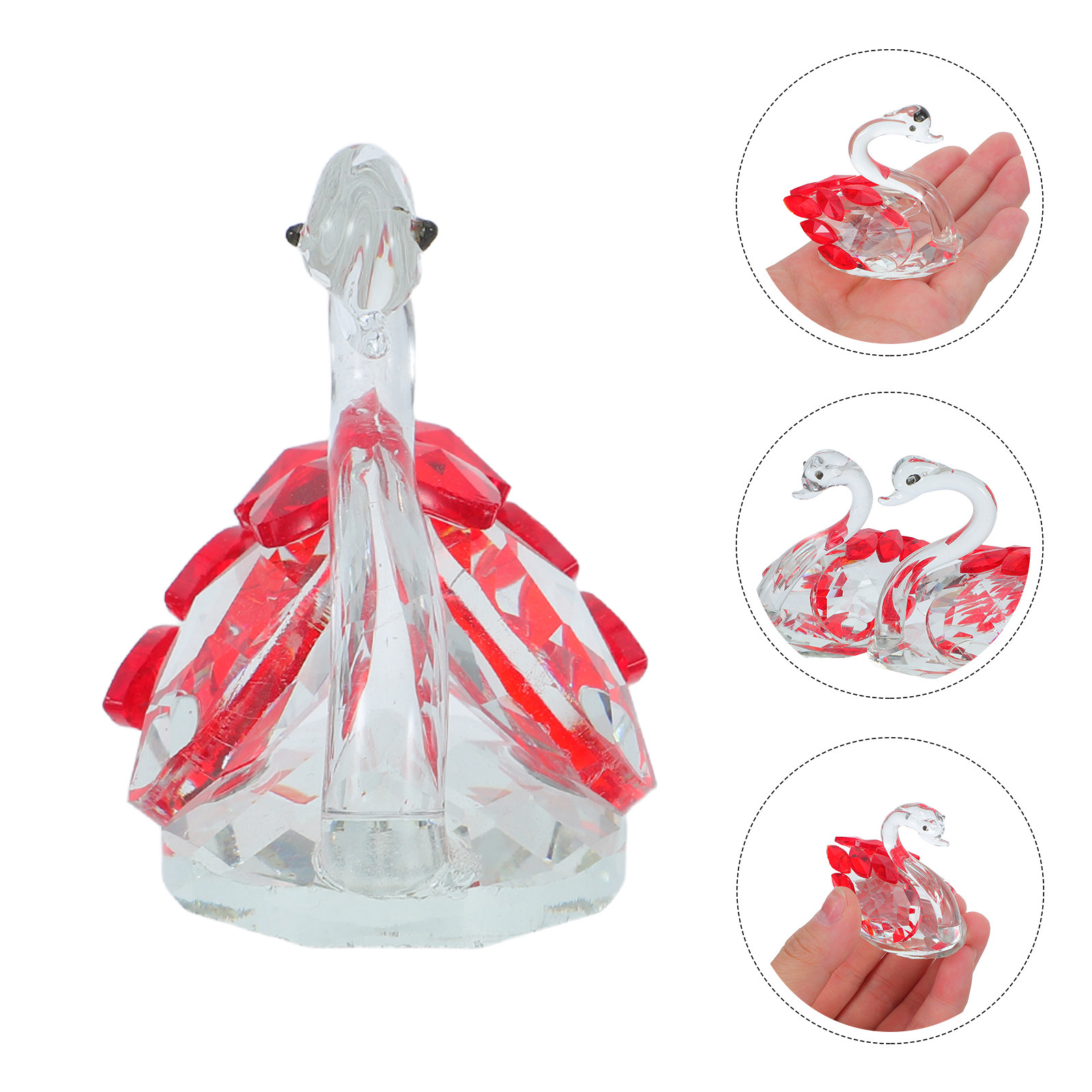 2Pcs Crystal Swan Decor Lover  - Paper Weight Crystal のレビューと価格