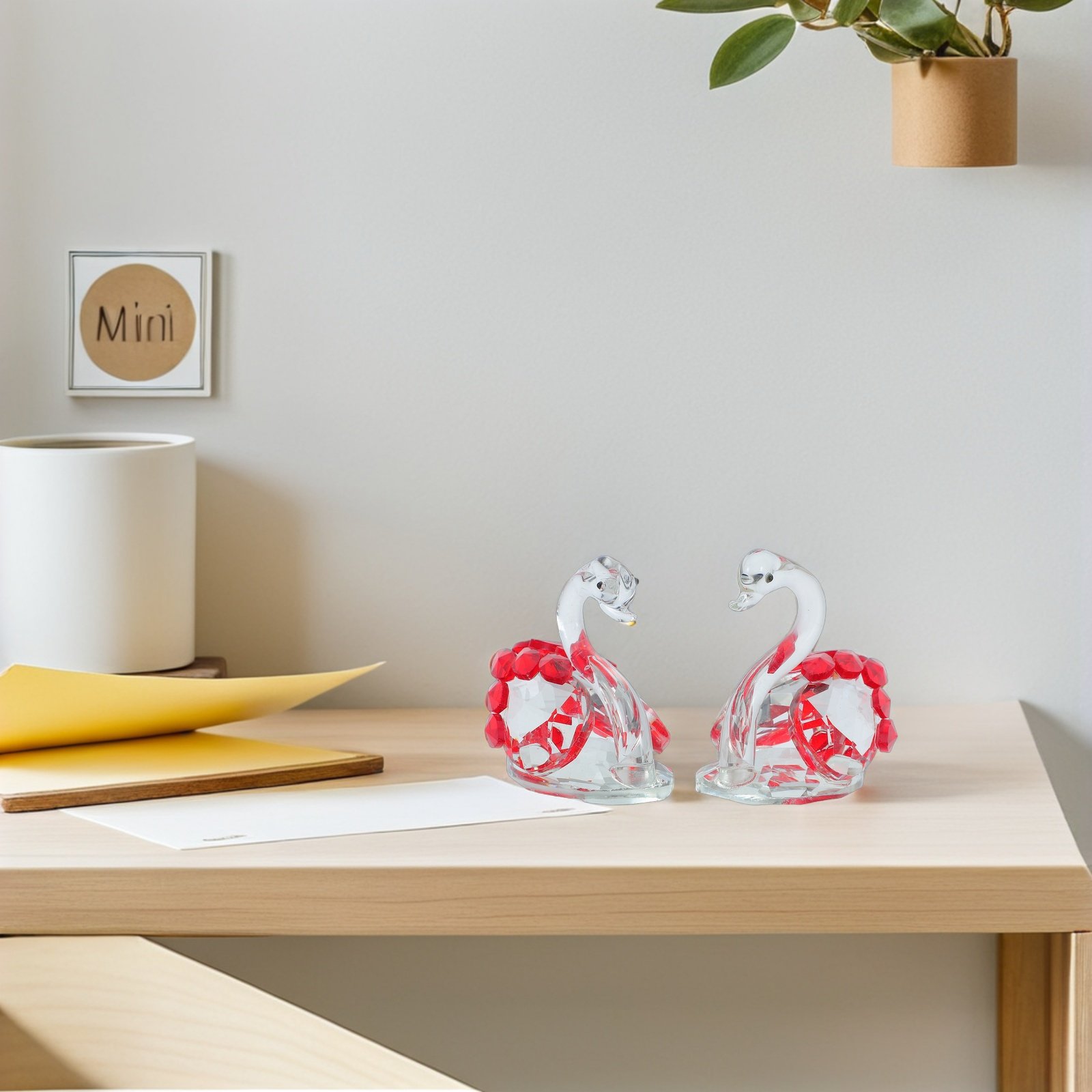 2Pcs Crystal Swan Decor Lover  - Paper Weight Crystal のレビューと価格