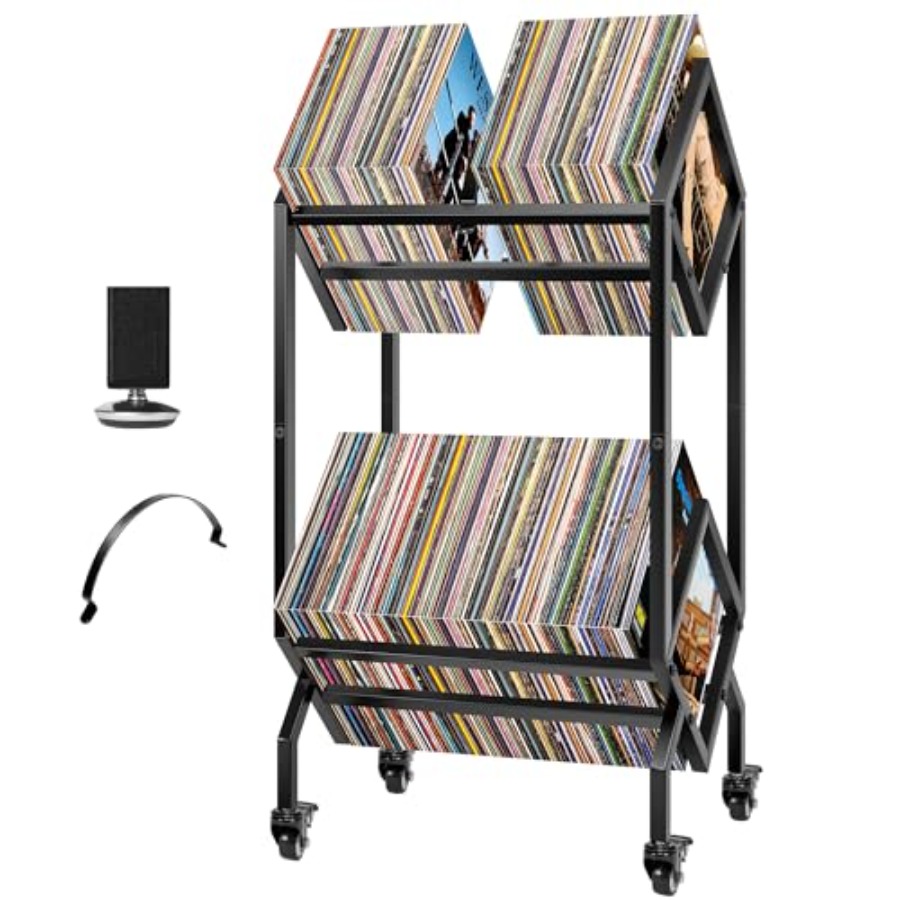 Vinyl Record Storage Rack, 2 T - Magazine Holder Rack のレビューと価格
