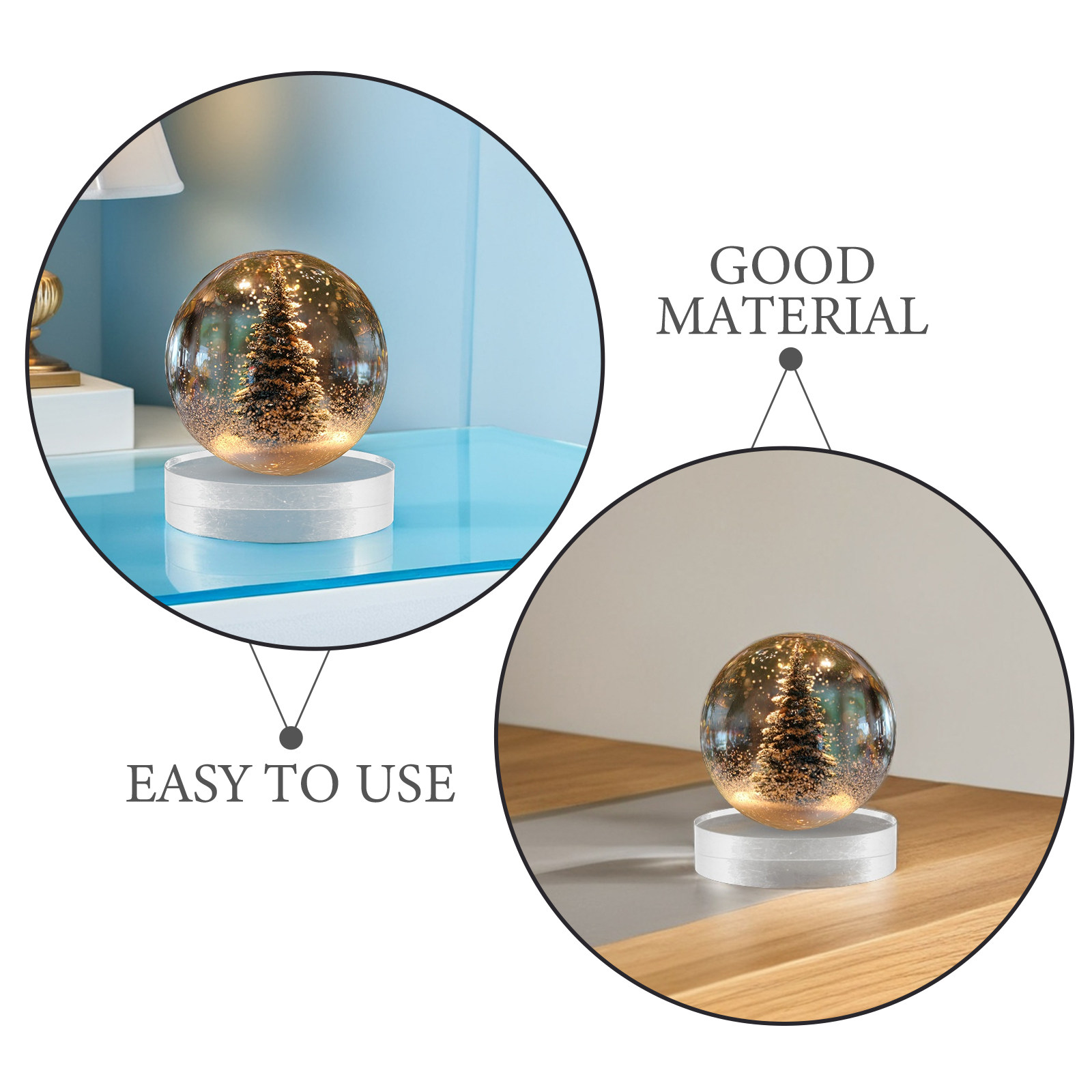 2Pcs Transparent Crystal Round - Book Weight Glass のレビューと価格
