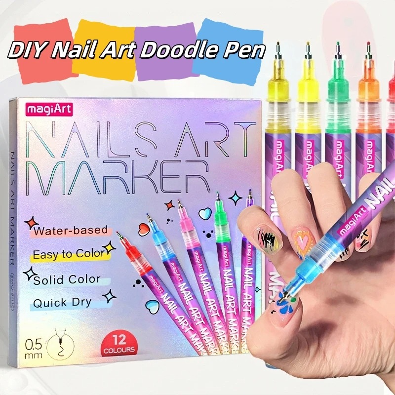 12Pcs/Set Multicolor Nail Art  - Correction Pen Fine のレビューと価格
