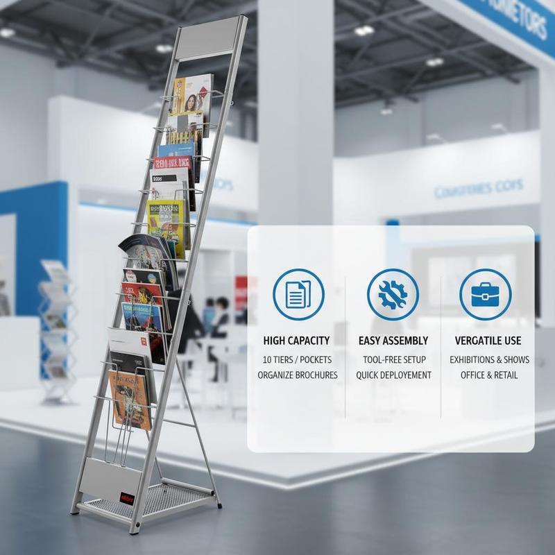 Brochure Display Rack, 10 Pock - Magazine Holder Rack のレビューと価格